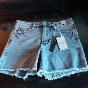 Judy Blue Light Blue Frayed Hem Mid Rise Jean Shorts, NWT
